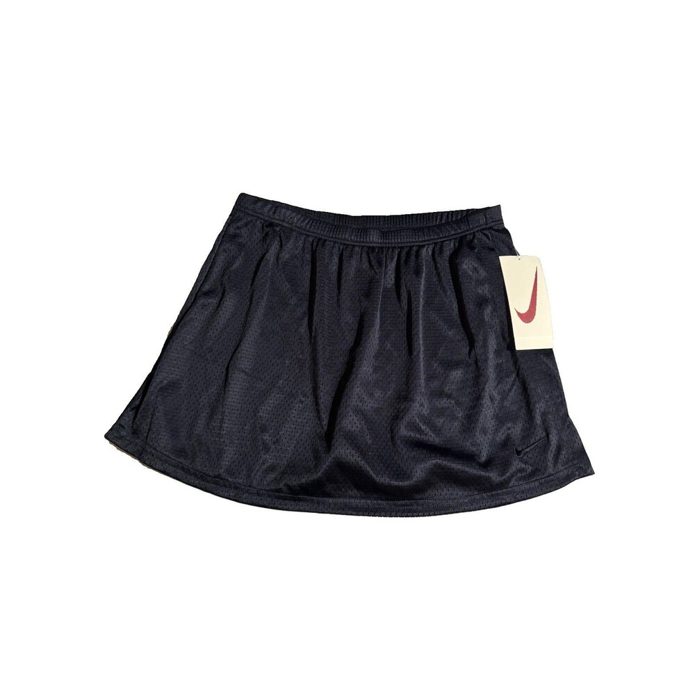NWT Nike Black Mesh Faux Wrap Sport Tennis Skirt Tonal Swoosh Size Large